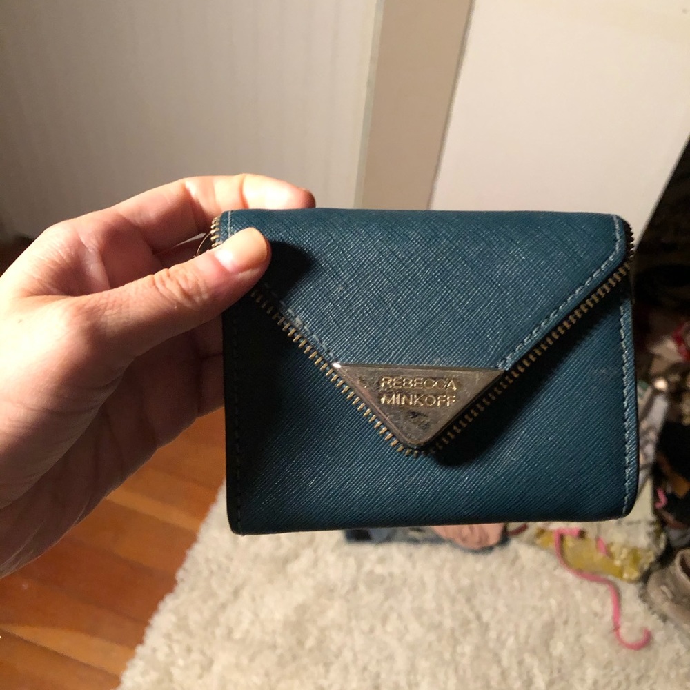 Turquoise Rebecca Minkoff keychain wallet
